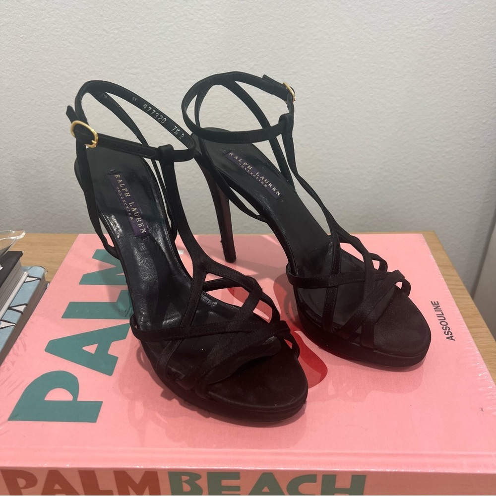 Ralph Lauren Purple Label Black Strappy Heel